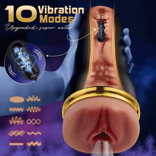 Realistic Pussy Male Stroker with 5 Suction Modes and 10 Vibration Modes