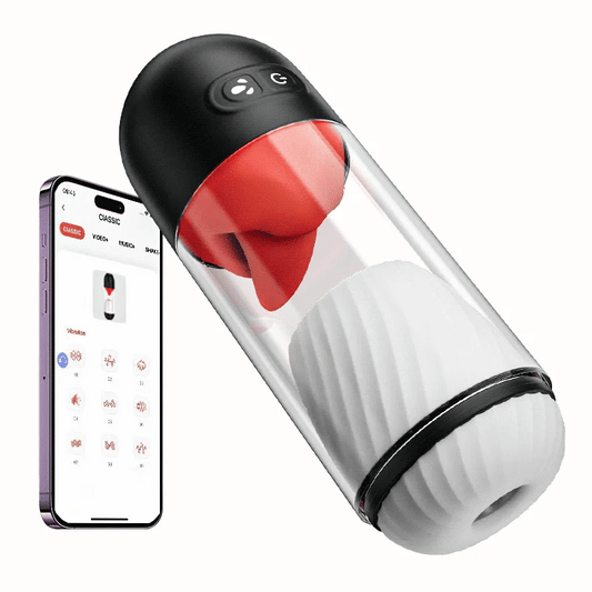 Waterproof Oral Sex Simulator with Licking & Vibration & App