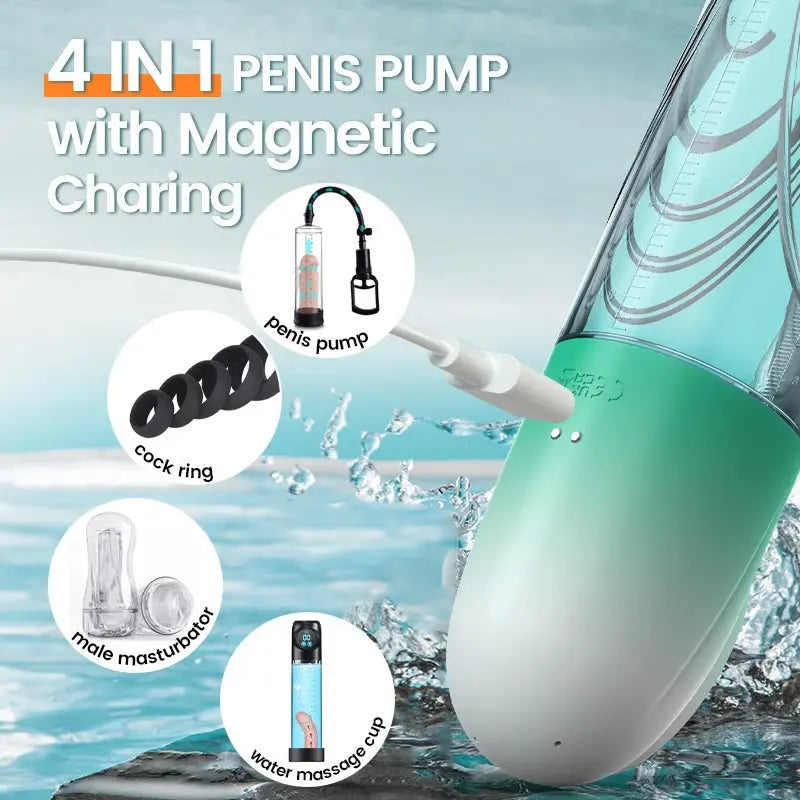 Electric Vacuum Water Penis Pump with 4 Pressure Levels 9 Sucking