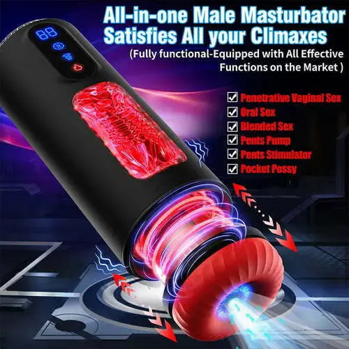 Best Thrusting Masturbator with Thrusting Sucking Vibrating Heating Modes Penis Stroker
