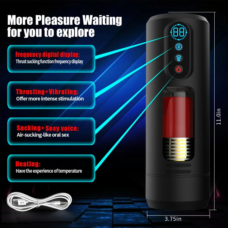 Best Thrusting Masturbator with Thrusting Sucking Vibrating Heating Modes Penis Stroker
