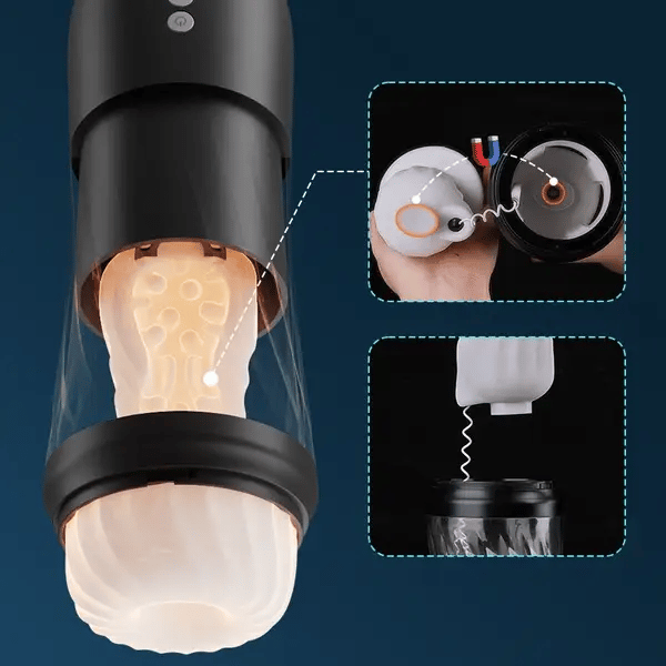 Powerful thrust male masturbator twisting thrusting vibrating