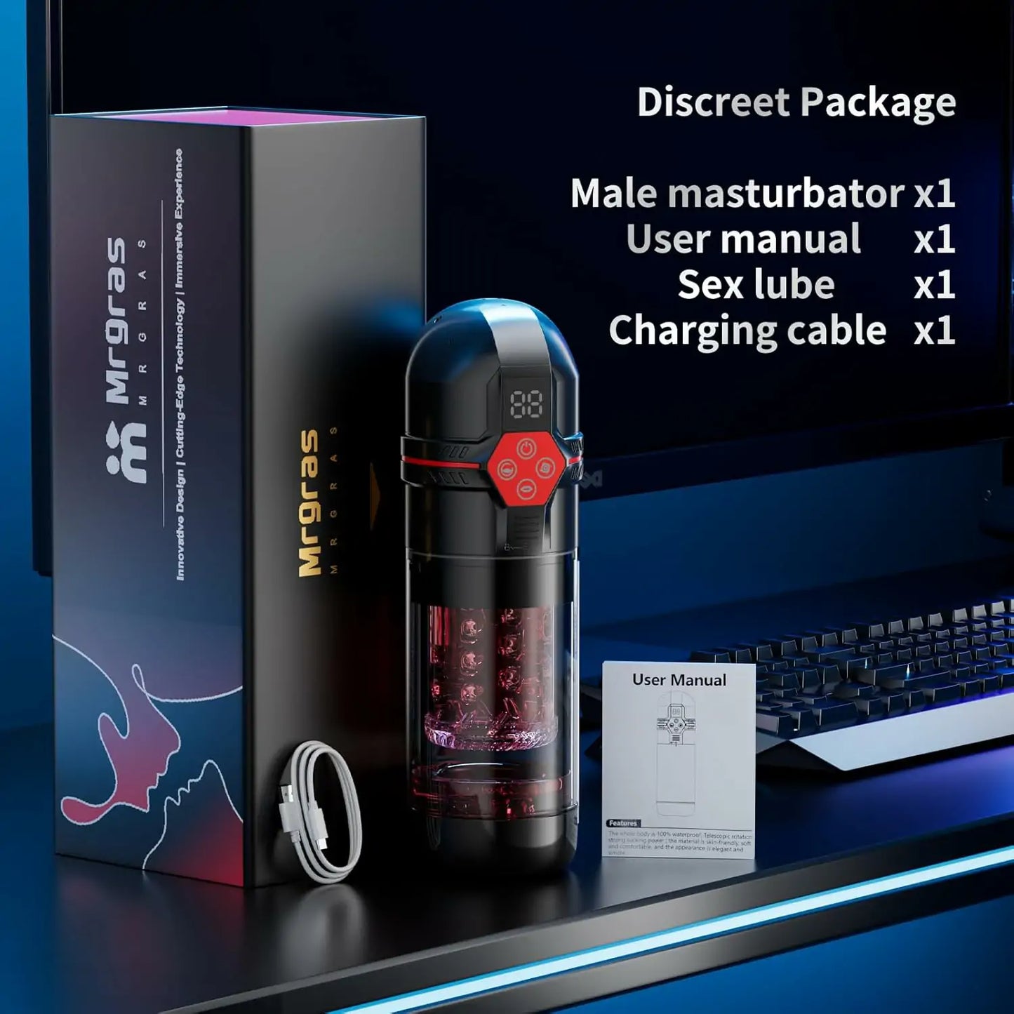 Waterproof Male Stroker with 7 Modes Thrust Rotate Suction Vibration