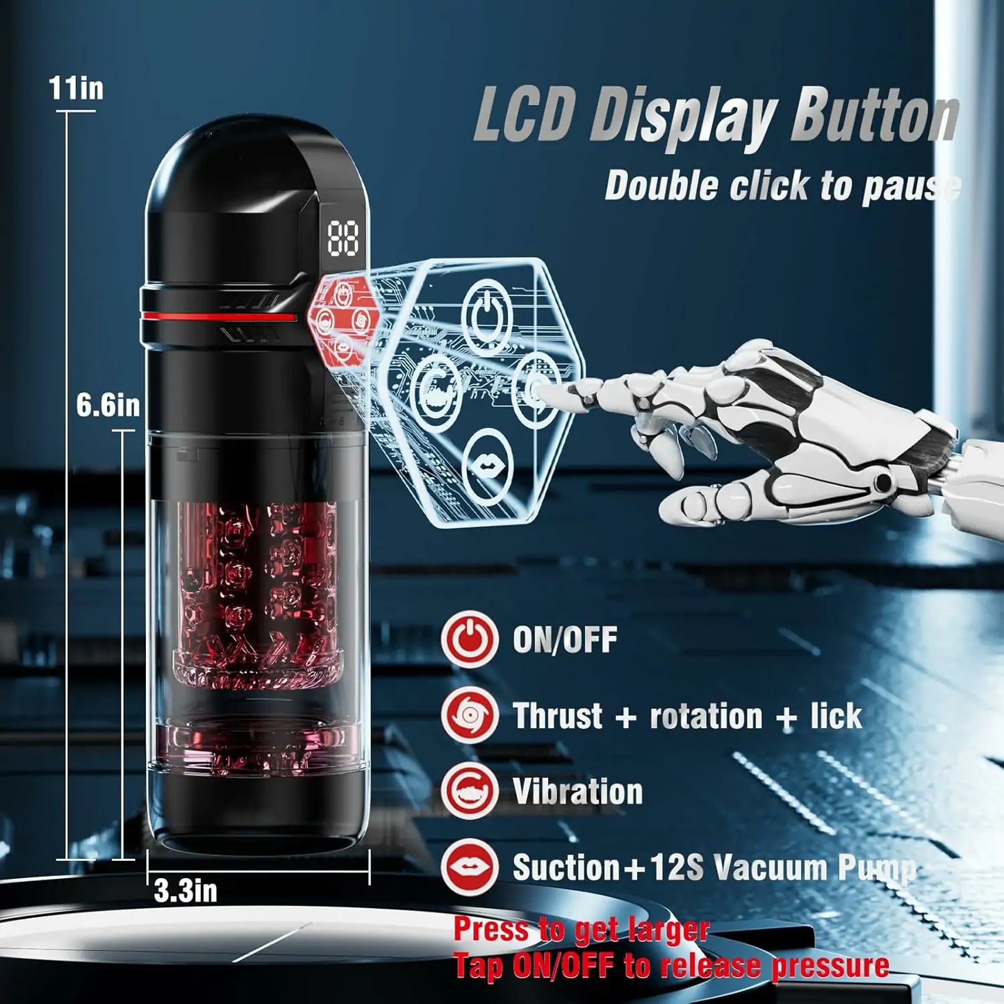 Waterproof Male Stroker with 7 Modes Thrust Rotate Suction Vibration