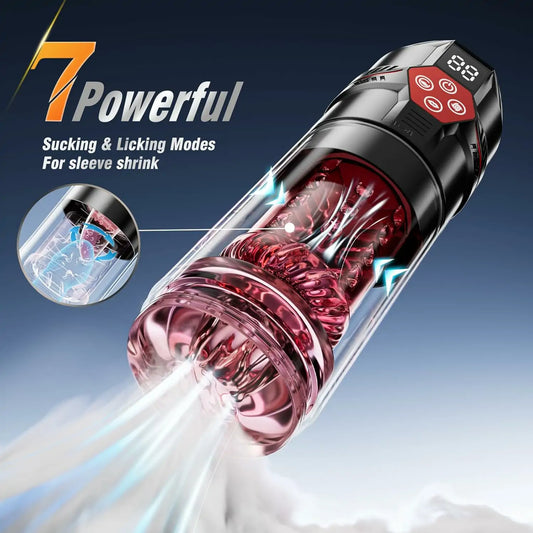 Waterproof Male Stroker with 7 Modes Thrust Rotate Suction Vibration