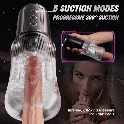 Deep Throat Masturbator 5 Sucking 10 Vibrating Dual Vibrating Eggs
