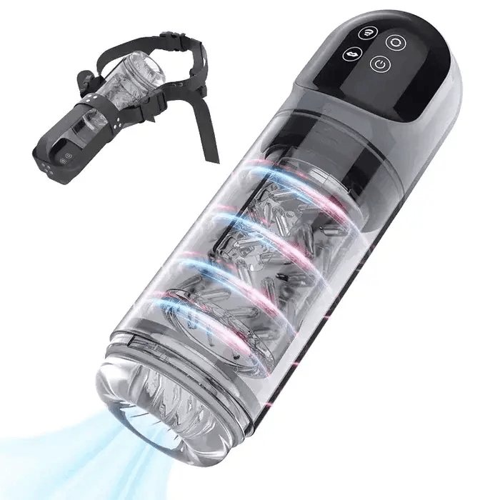 3 In 1 Penis Pump And Pleasure Stroker Suction Rotation And Licking Tongue Tease