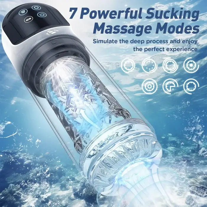 3 In 1 Penis Pump And Pleasure Stroker Suction Rotation And Licking Tongue Tease