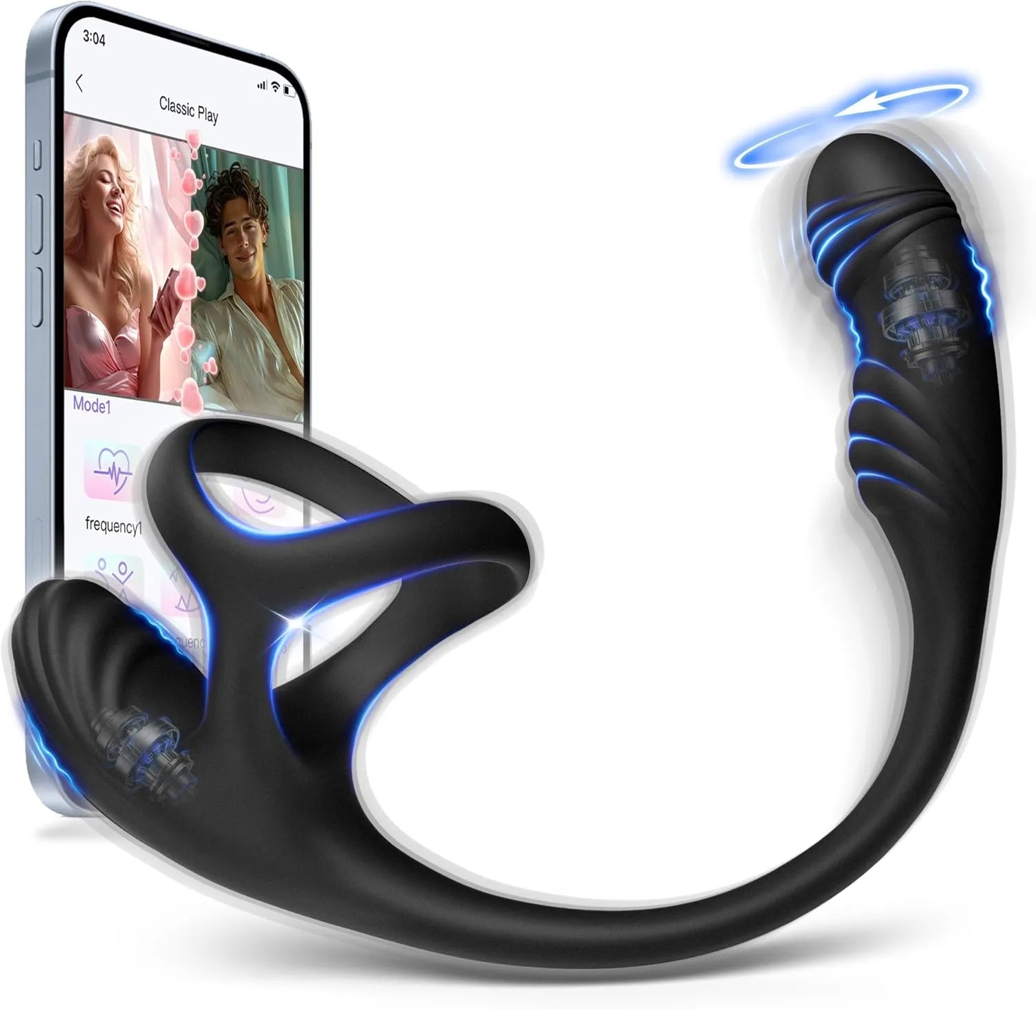 APP Control 10 Modes Vibration Rotation Prostate Massager Vibrating Penis Ring