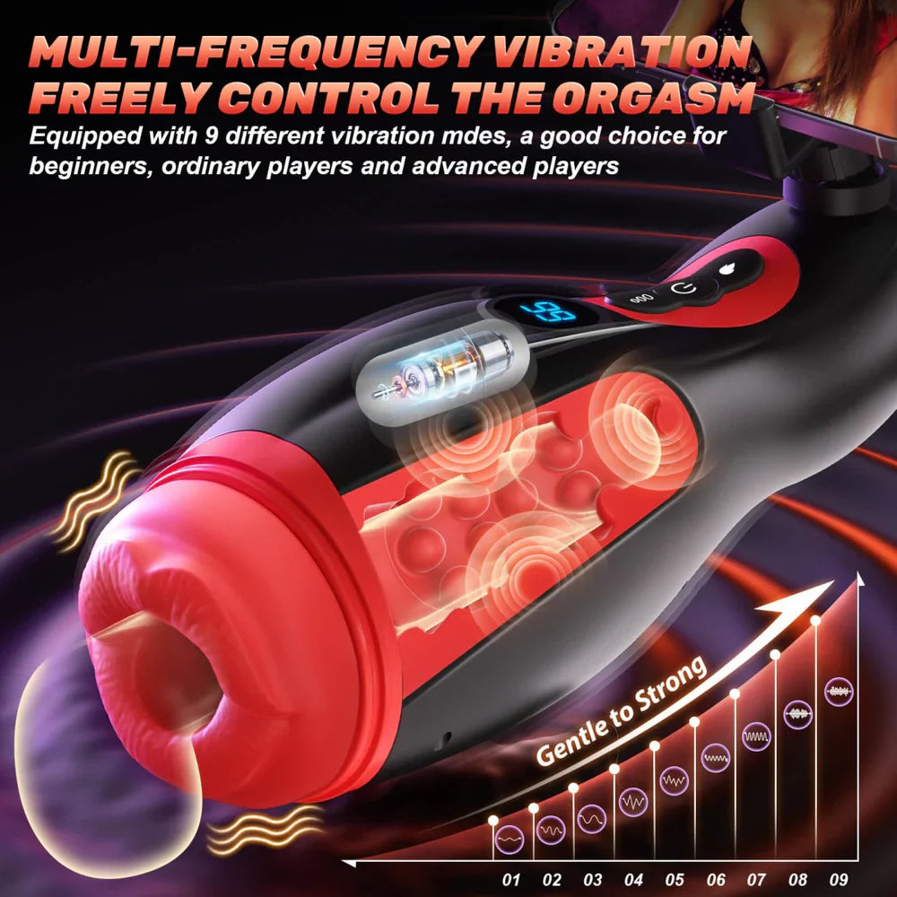 4-in-1 Male Suction Masturbator – 9 Intense Vibration Modes