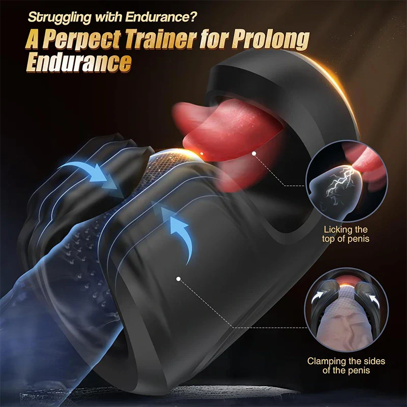 Tongue Lick and Vibration Glans Trainer 10 Modes for Endurance and Pleasure
