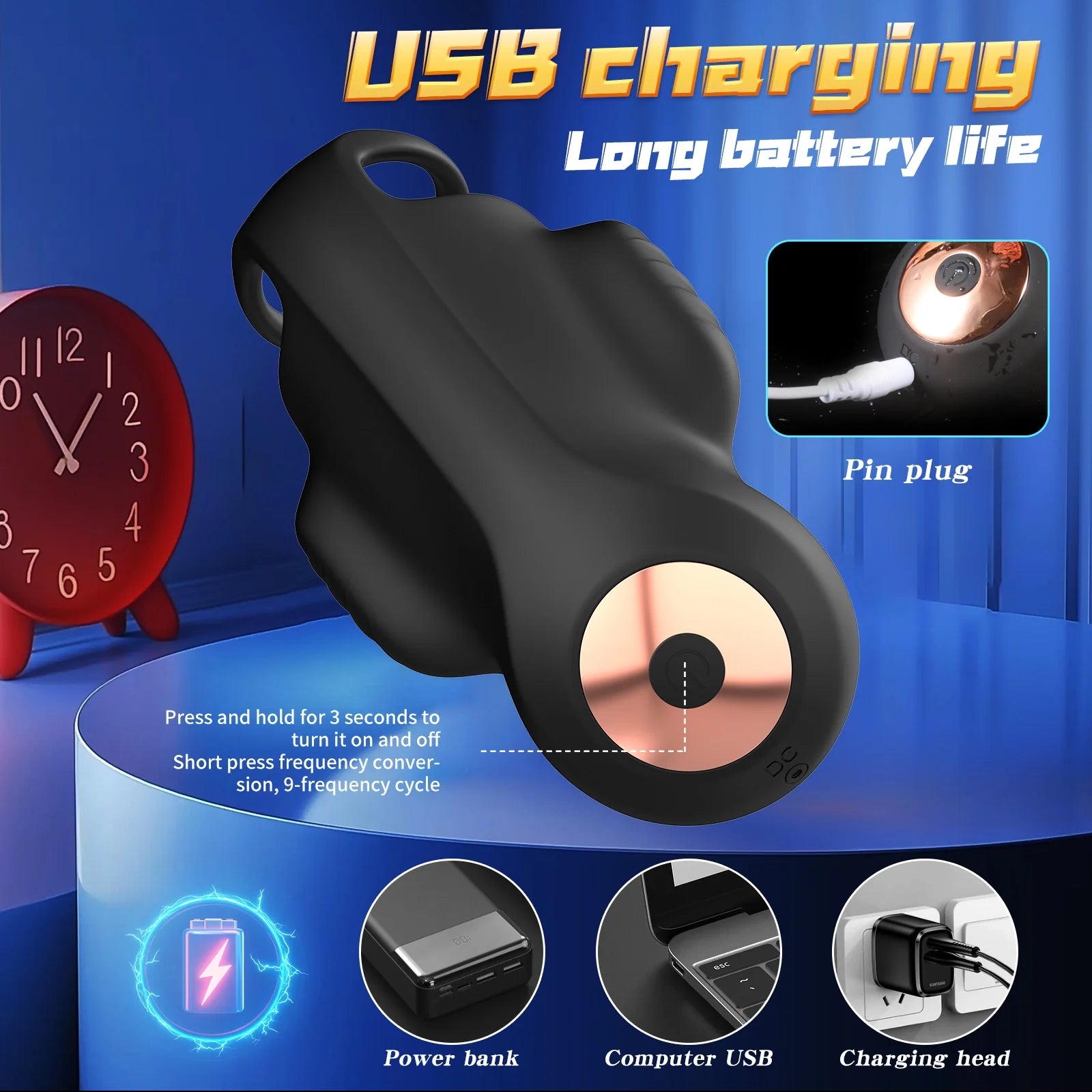 9-mode penis head vibrator tongue licking wearable balls