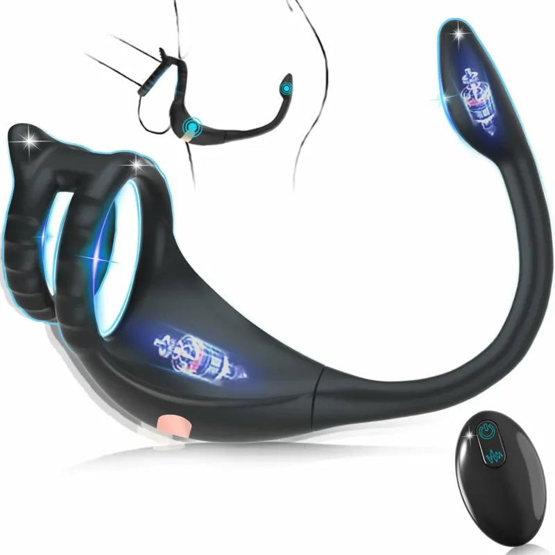 2-in-1 Silicone Vibrating Ring & Remote Control Prostate Milker