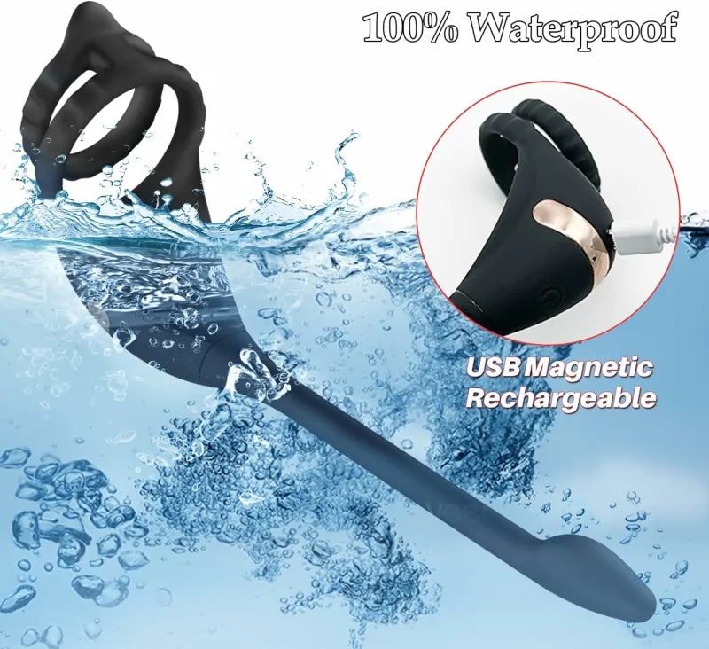 2-in-1 Silicone Vibrating Ring & Remote Control Prostate Milker