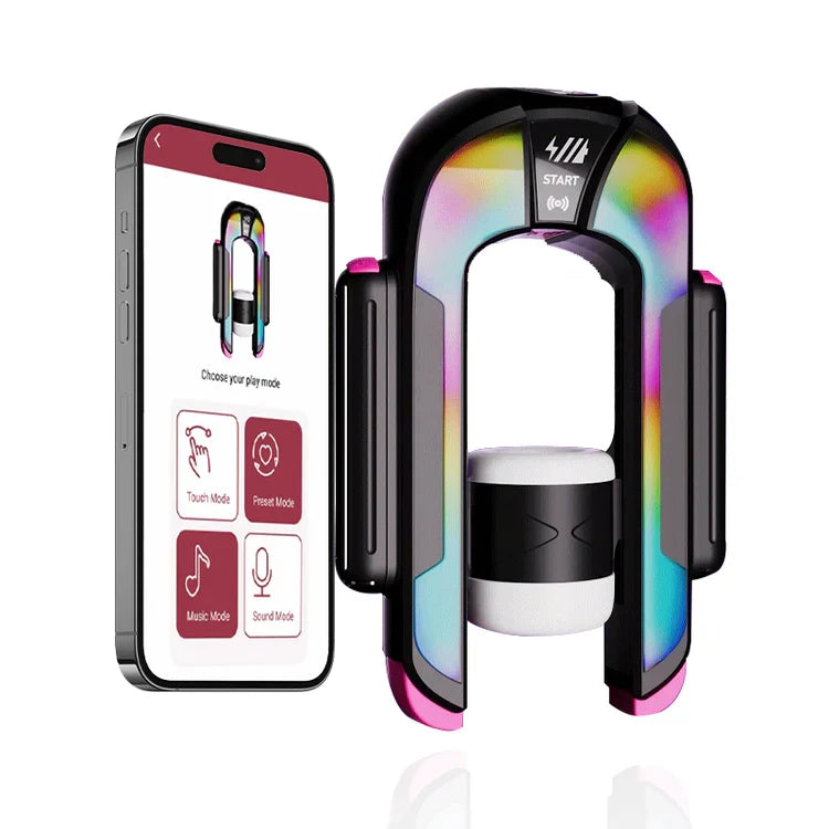 APP Automatic Thrusting Male Masturbator with LED Colorful Lights