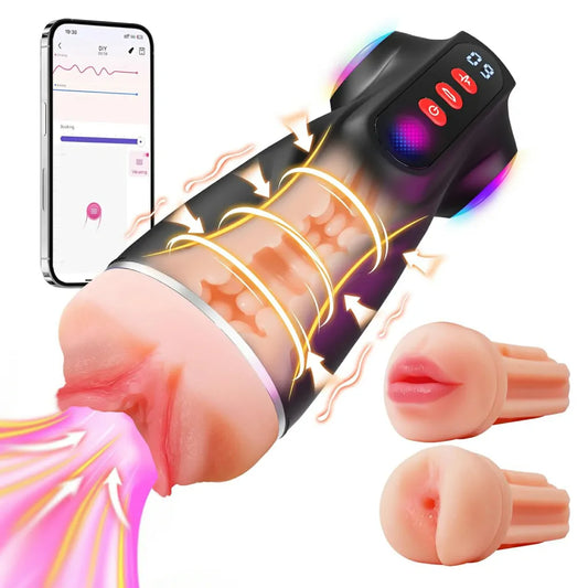 Realistic Electric Male Masturbator With 3 Sleeves & 9 Vibration And Suction Modes -MS10