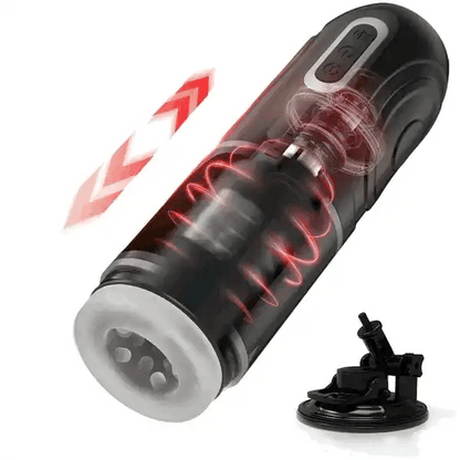 Hands-freeThrusting Masturbator with Locking Suction Base for Hands-Free Rotation