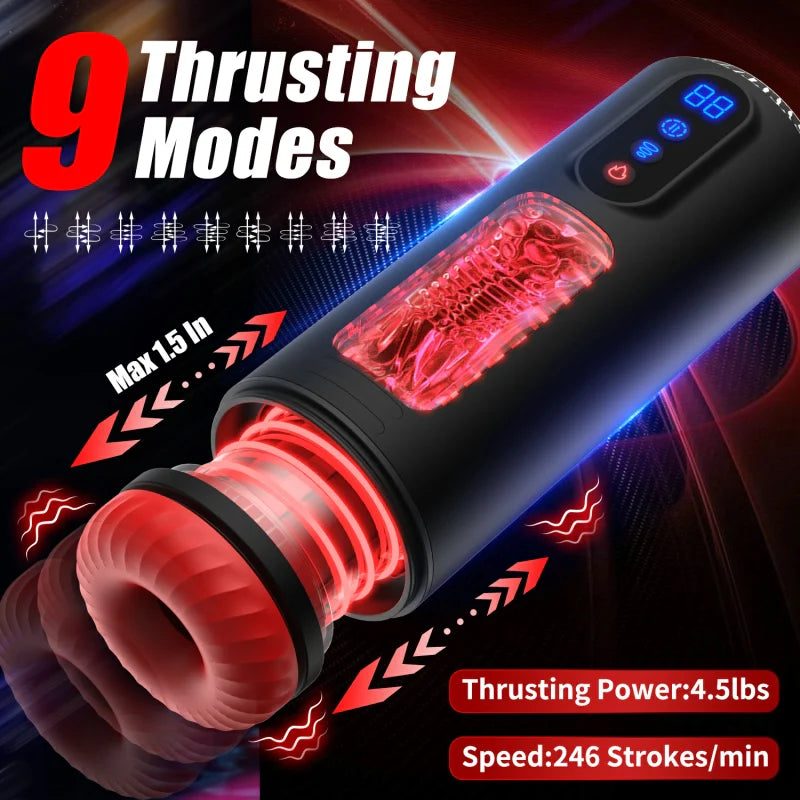Best Thrusting Masturbator with Thrusting Sucking Vibrating Heating Modes Penis Stroker