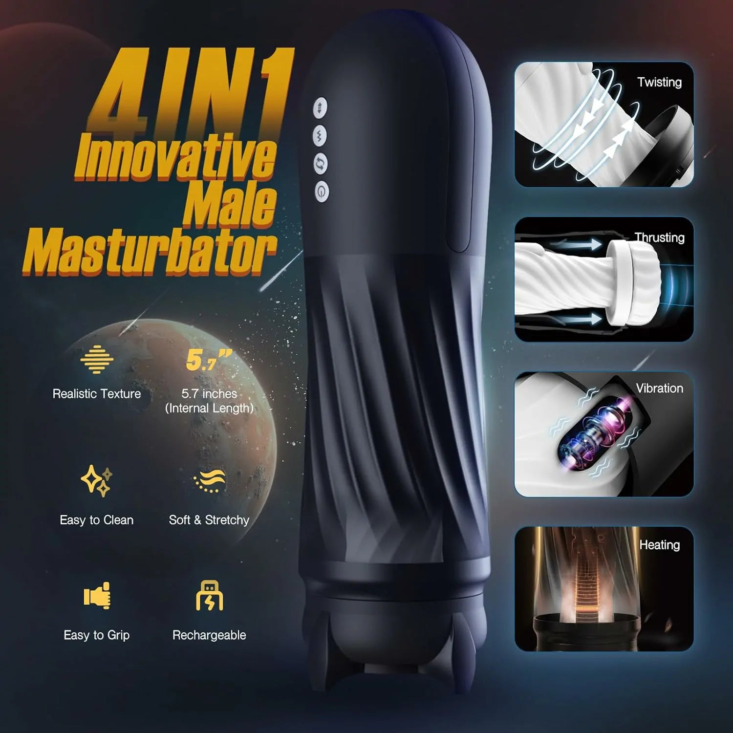High-Speed Thrust Male Masturbator Features 3 Twisting & 5 Thrusting And Vibrating