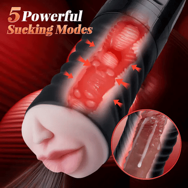 Oral Simulation Vibrating Suction Cup Remote Dual-Layer Male Toy