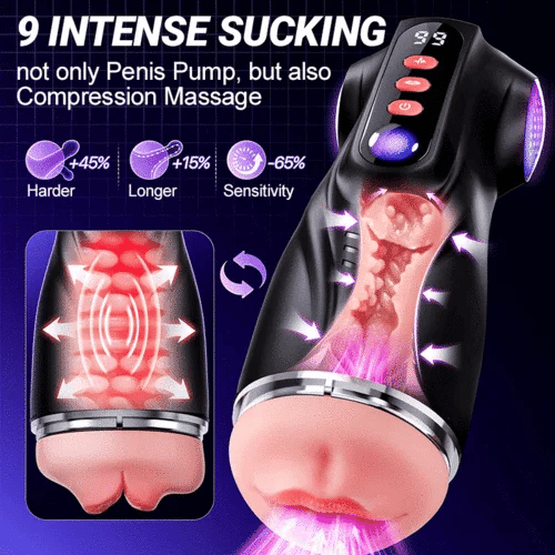 Dick Sucking Stroker with 9 Suction & 9 Vibration Modes and 3 Sleeves