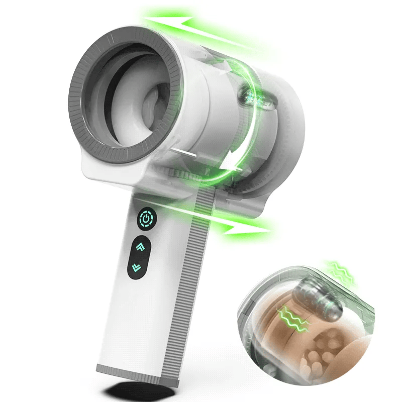 Through-Style Automatic Masturbator Cup with 5 Rotation Modes and 7 Vibration Modes
