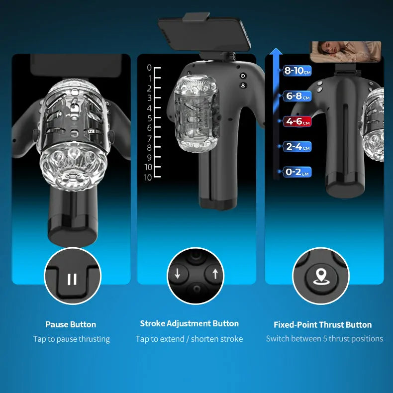 Hands-Free Thrusting Male Masturbator With Phone Mount