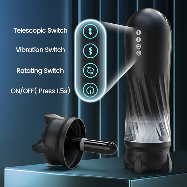 Powerful thrust male masturbator twisting thrusting vibrating