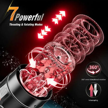 Waterproof Male Stroker with 7 Modes Thrust Rotate Suction Vibration