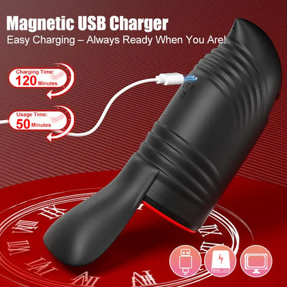 Large Glans Focused Masturbator with 3 Spinning×5 Suction×10 Vibration Modes