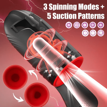 Large Glans Focused Masturbator with 3 Spinning×5 Suction×10 Vibration Modes
