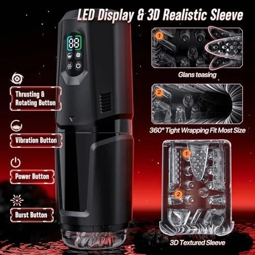Hands Free Masturbator with 7 Thrusting Rotating Vibrating and App Interaction