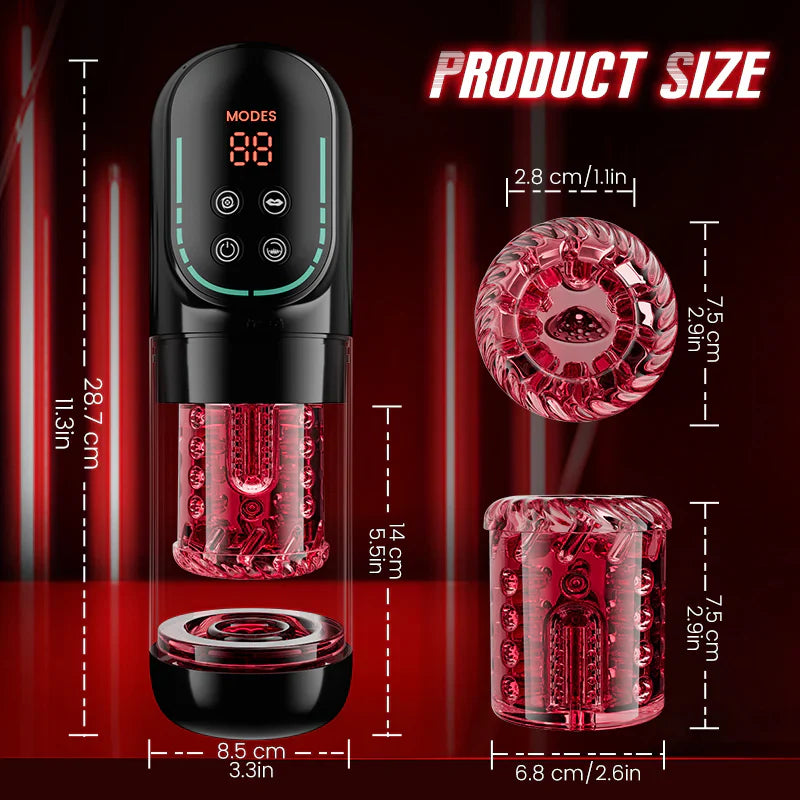 APP Waterproof Automatic Sucting Masturbator Thrusting Rotating Licking