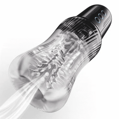 Deep Throat Masturbator  5 Sucking 10 Vibrating Dual Vibrating Eggs