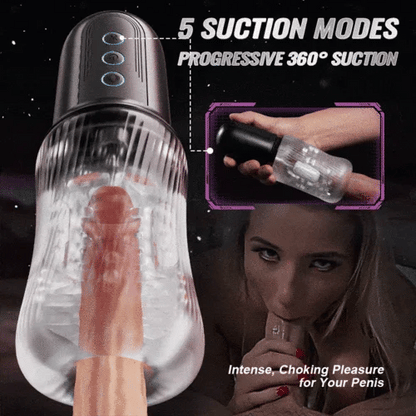 Deep Throat Masturbator  5 Sucking 10 Vibrating Dual Vibrating Eggs