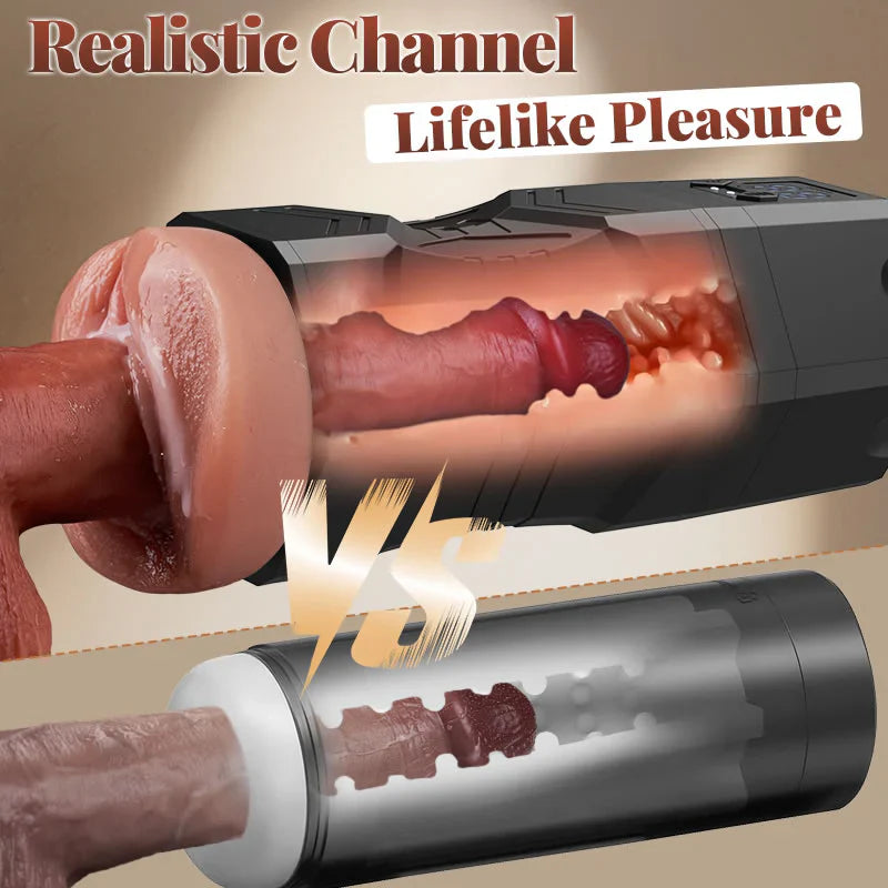 Realistic Pussy Stroker with 5 suction levels and 9 vibration modes IPX7 Waterproof
