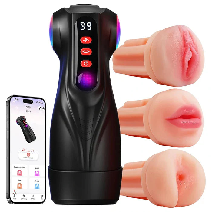 Dick Sucking Stroker with 9 Suction & 9 Vibration Modes and 3 Sleeves