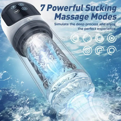3 In 1 Penis Pump And Pleasure Stroker Suction Rotation And Licking Tongue Tease