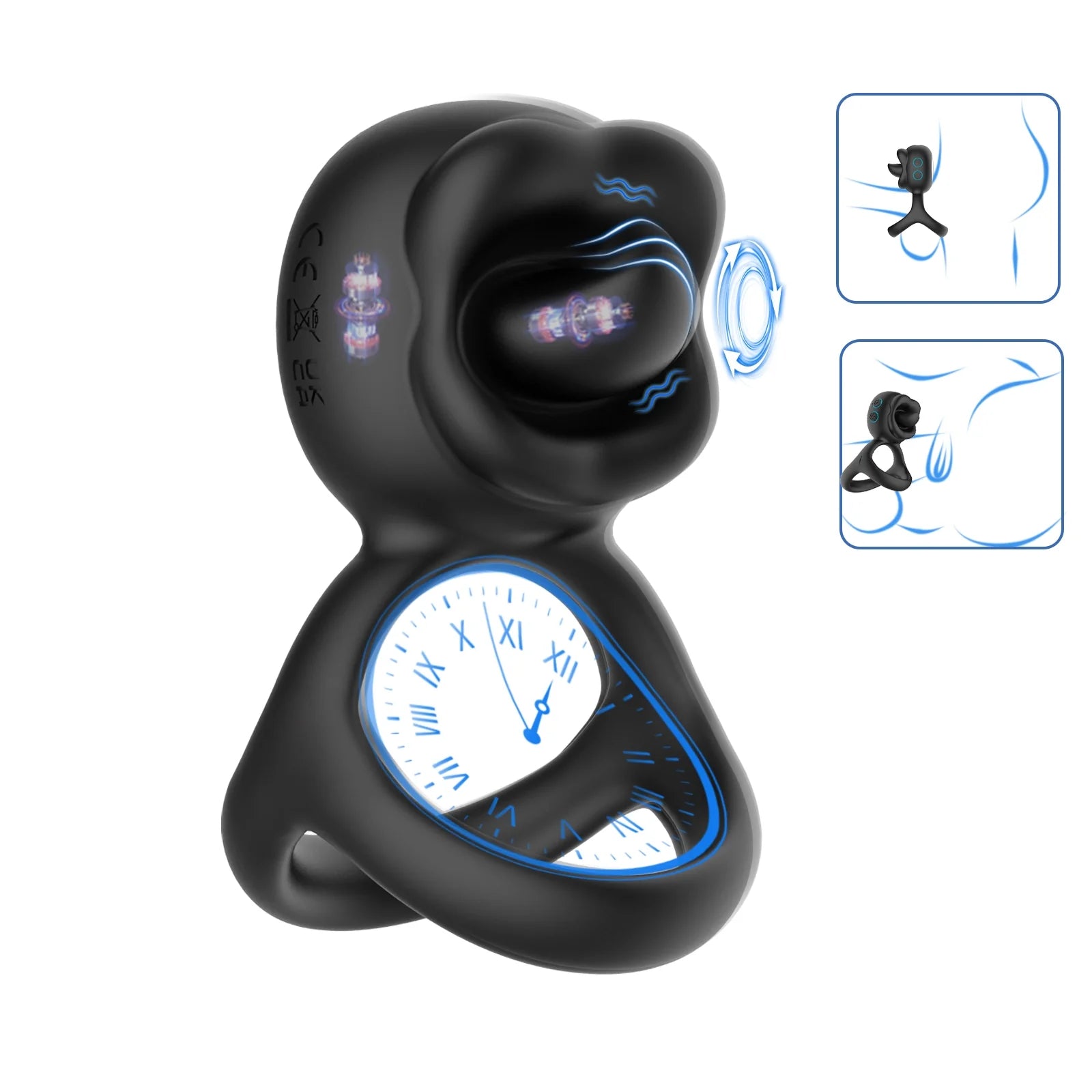 Triangular vibrating penis ring for men and women with 10 vibration modes and 10 tongue licking and rotation modes