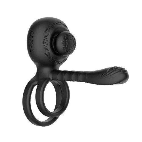 Men and women couples penis vibrating ring 360° kneading clitoral stimulator with 10 vibrations and 10 rotations