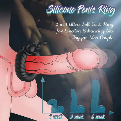 Dual-Motor Cock Ring Vibrator with Bunny Ears