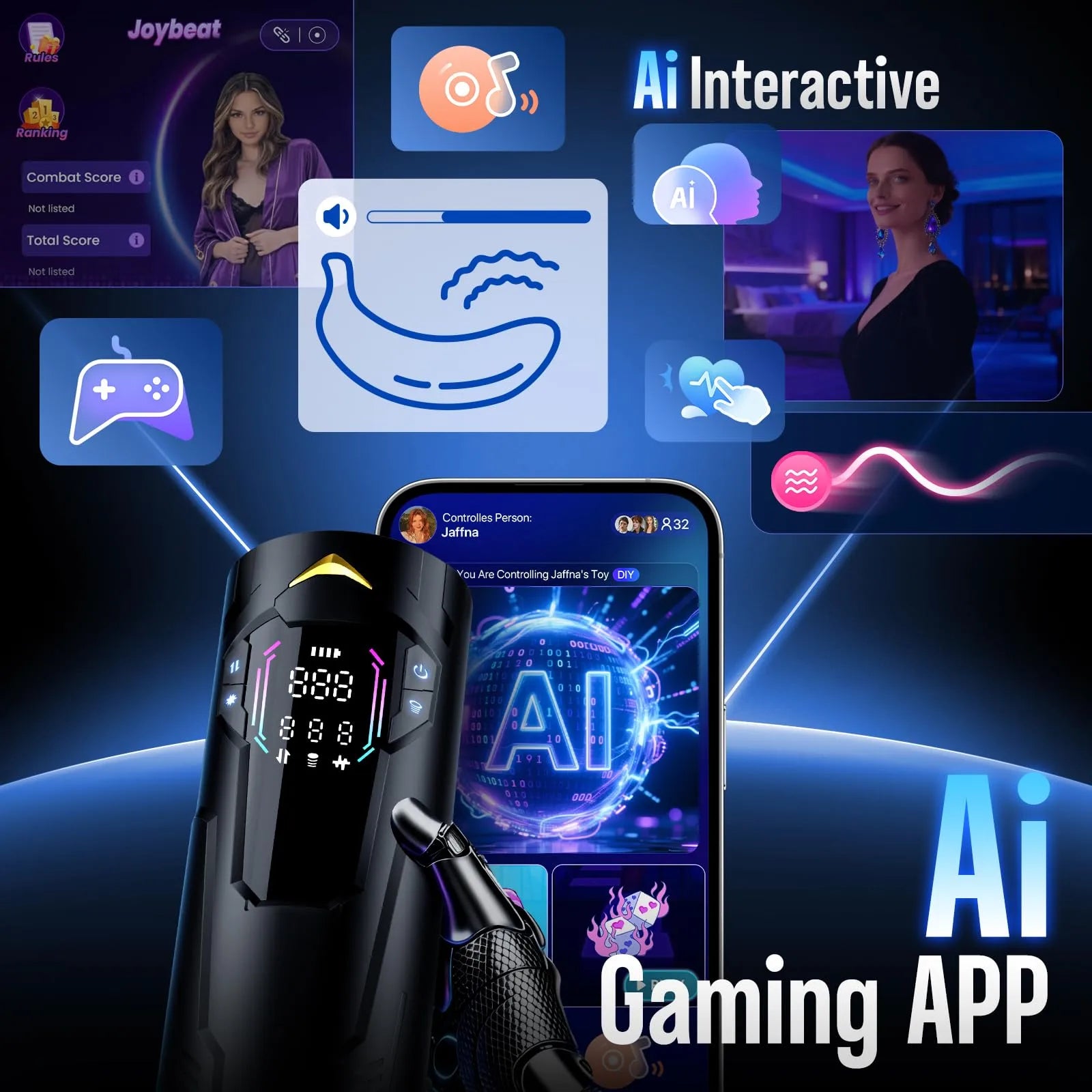 Hands Free Oral Masturbator Squeeze Sucking Thrusting Vibrating App Interaction