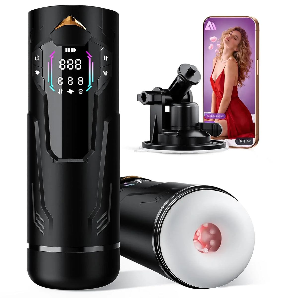 Hands Free Oral Masturbator Squeeze Sucking Thrusting Vibrating App Interaction
