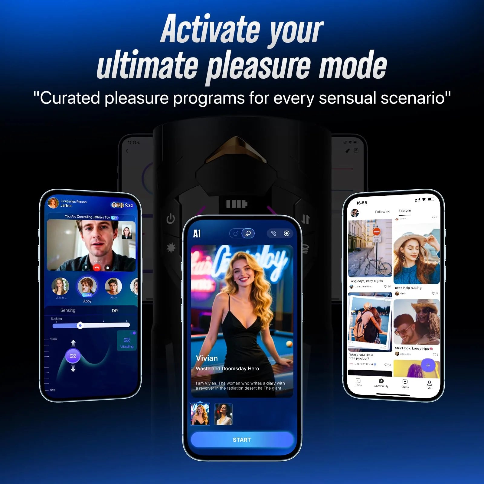 Hands Free Oral Masturbator Squeeze Sucking Thrusting Vibrating App Interaction