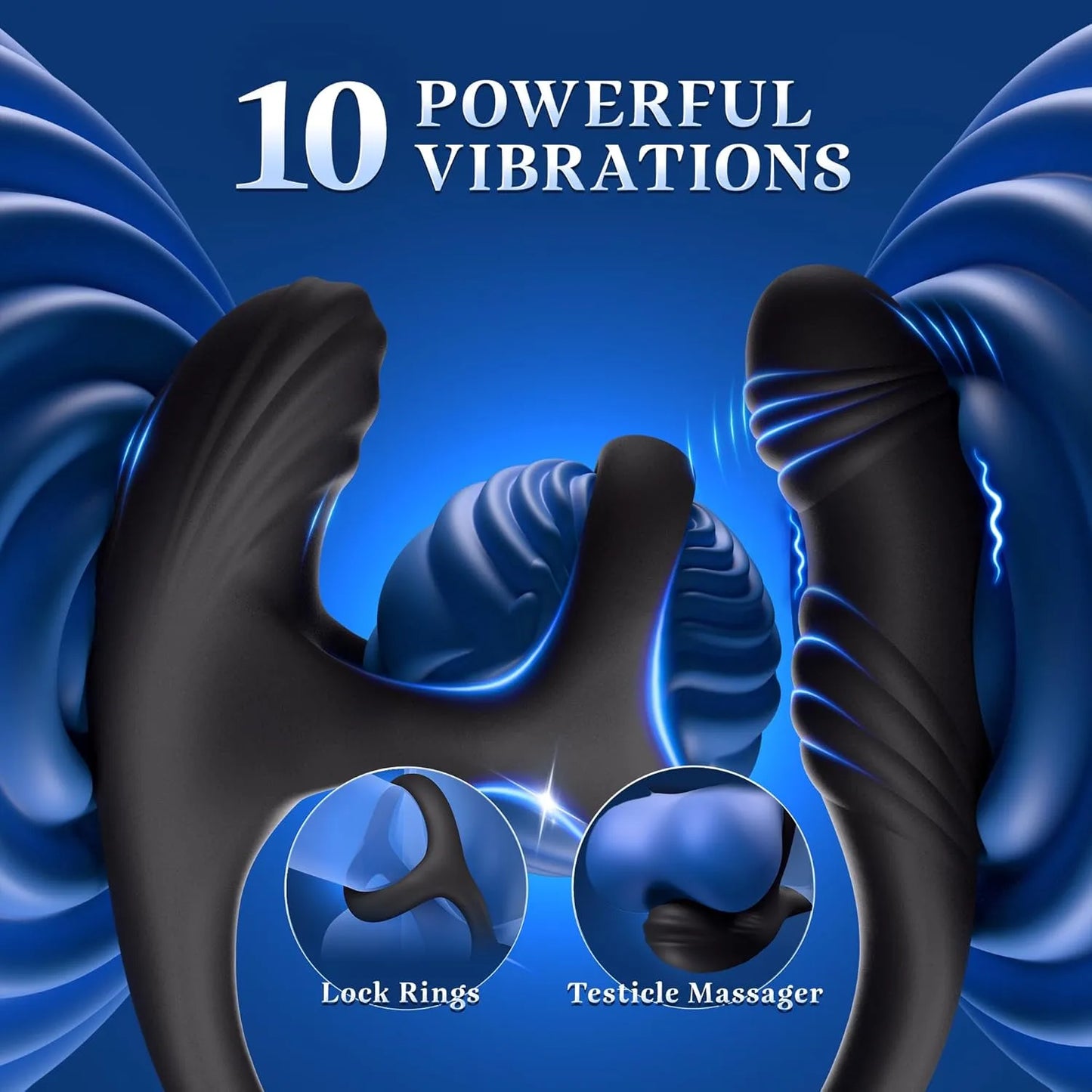 APP Control 10 Modes Vibration Rotation Prostate Massager Vibrating Penis Ring