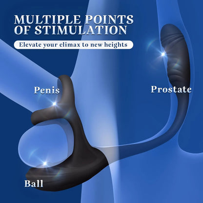 APP Control 10 Modes Vibration Rotation Prostate Massager Vibrating Penis Ring
