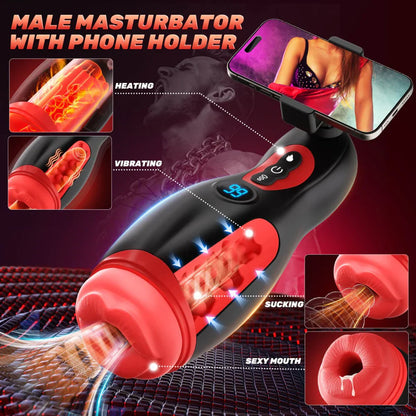 4-in-1 Male Suction Masturbator – 9 Intense Vibration Modes