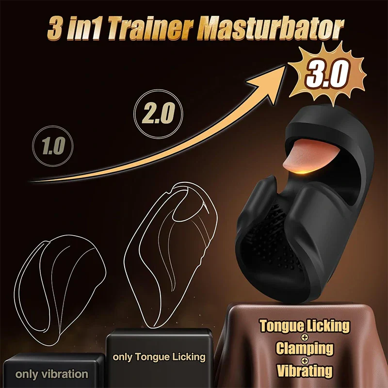 Tongue Lick and Vibration Glans Trainer 10 Modes for Endurance and Pleasure
