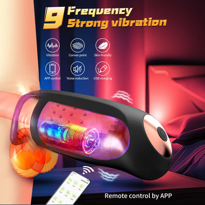 9-mode penis head vibrator tongue licking wearable balls