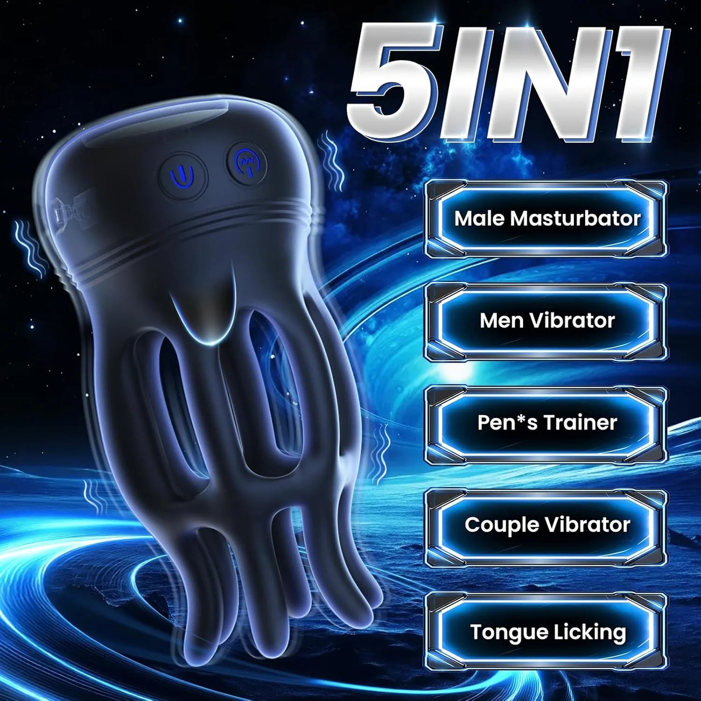 Couples dual-use 10-mode glans vibrator and nipple licking